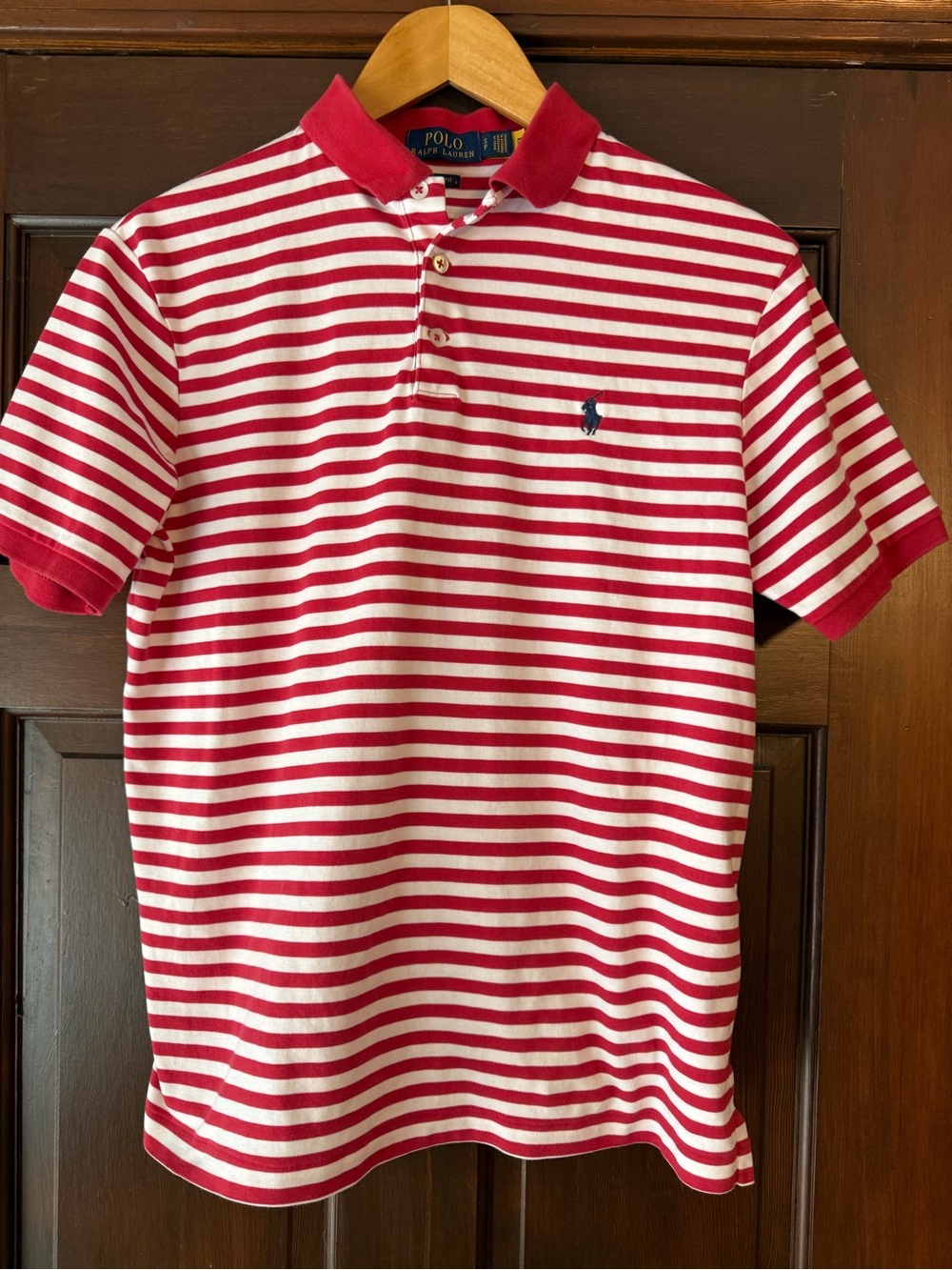 Ralph Lauren Red & White Striped Polo Shirt